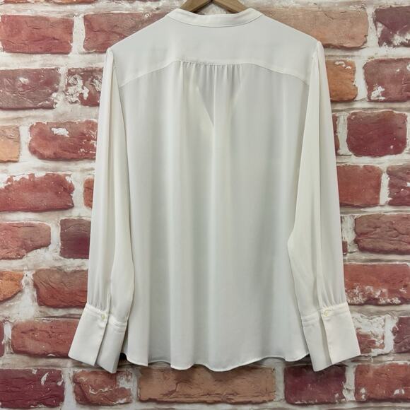Ann Taylor Loft Top Shirt Women's XL Off White Casual Career Popover - Picture 4 of 8